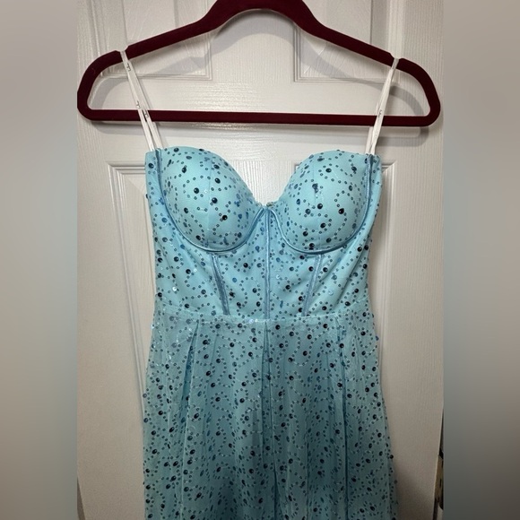 Lulu's Light Blue Strapless Maxi Dress - Picture 3 of 8